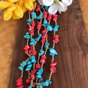 🌼Vintage Natural Turquoise & Coral Necklace